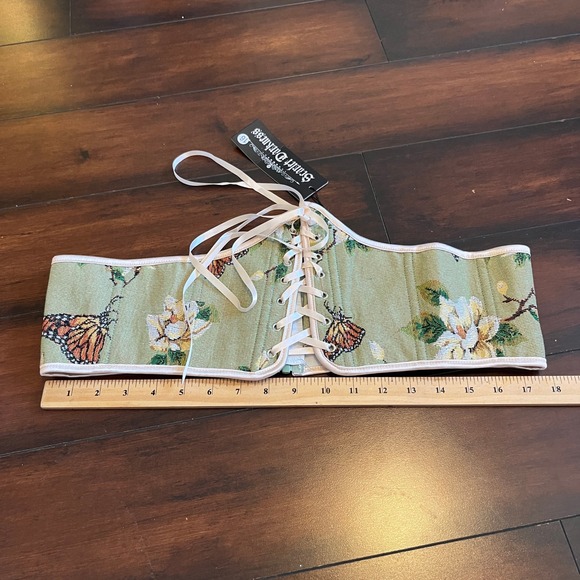 Scarlet Darkness Renaissance Brocade Floral Lace-Up Corset Waist Cincher Belt 16 - Picture 5 of 11